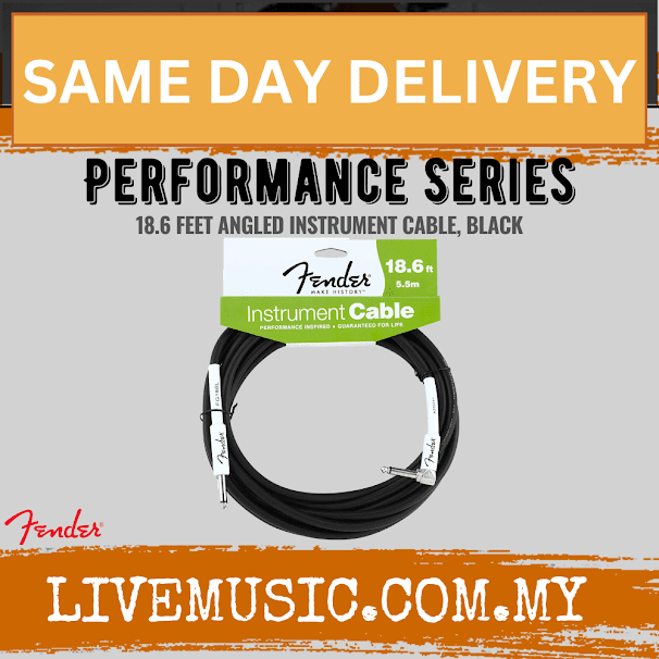 Fender Performance Series Angled Instrument Cable, 18.6ft - Black