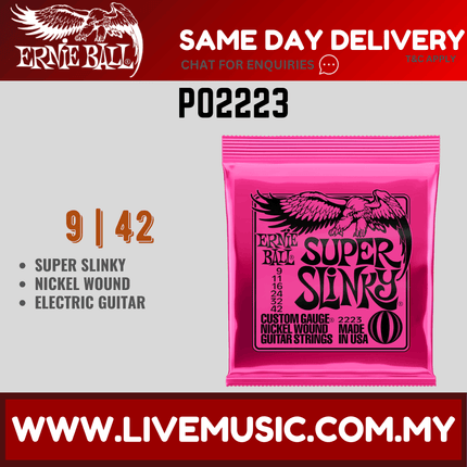 Ernie Ball 2223 Super Slinky Nickel Wound Electric Guitar Strings (9-42/EB2223)