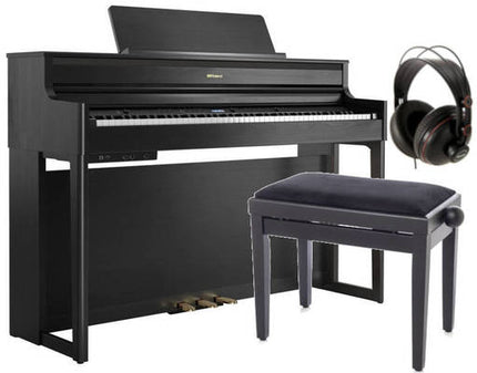 Roland HP704 88-keys Digital Piano with Bench, Stand, RH-5 Headphones, 3 Pedal, Note Stand and Adapter -Black ( HP-704 )