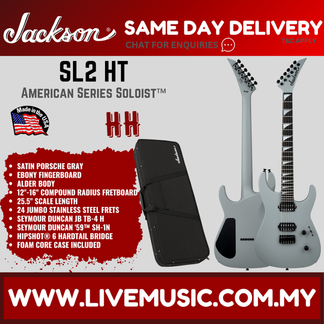 Jackson American Series Soloist SL2 HT Electric Guitar, Satin Porsche Gray