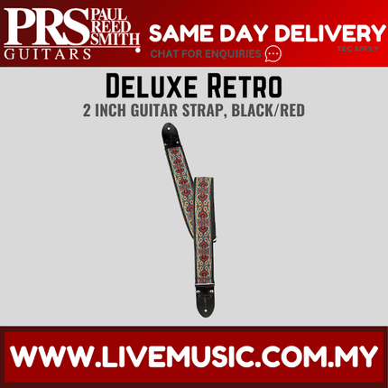 PRS 2 Inch Deluxe Retro Guitar Strap, Black/Red