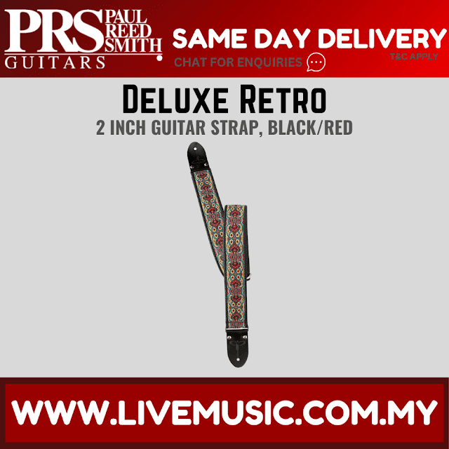 PRS 2 Inch Deluxe Retro Guitar Strap, Black/Red