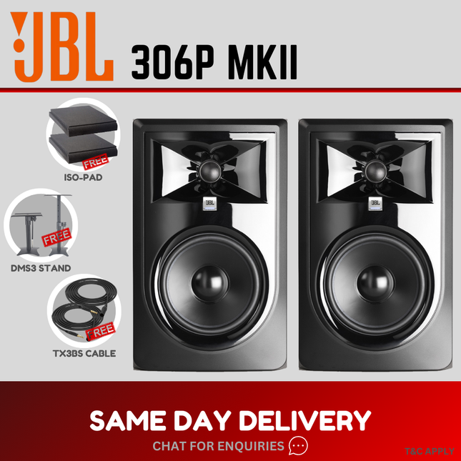 JBL LSR306P MKII Powered 6 Inch Two-Way Studio Monitor - Pair