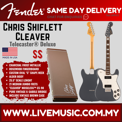 Fender Chris Shiflett Cleaver Telecaster Deluxe Electric Guitar, RW FB, Charcoal Frost Metallic