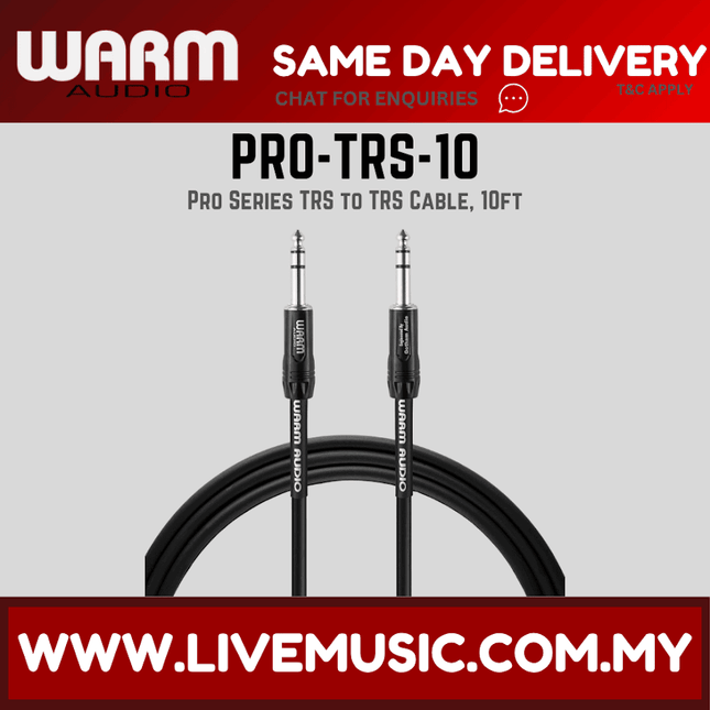 Warm Audio Pro Series TRS to TRS Cable, 10ft ( PRO-TRS-10 PROTRS10 )