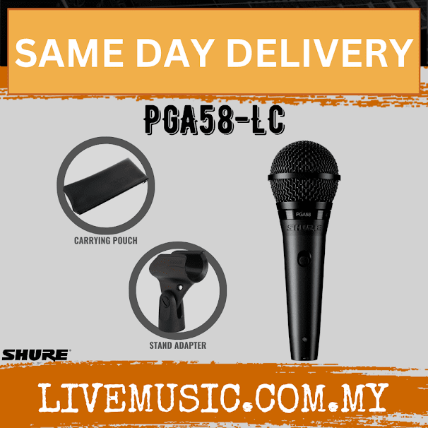 Shure PGA58 Cardioid Dynamic Vocal Microphone, XLR-XLR Cable ( PGA58-XLR/ PGA58-QTR / PGA58-LC )