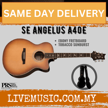 PRS SE Angelus A40E Acoustic Guitar with Case - Tobacco Sunburst