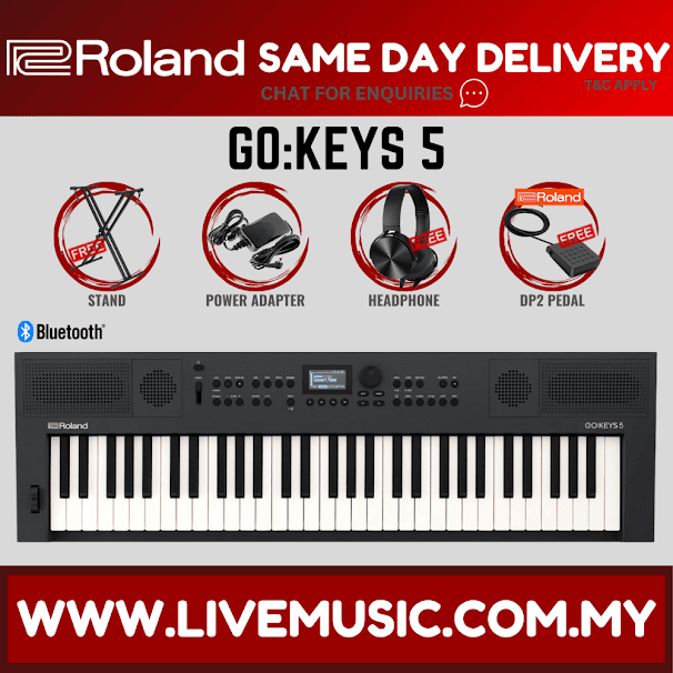 Roland GO:KEYS 5 61-Key Music Creation Keyboard With Adapter - Black ( GO-61K / GO-KEYS5 / GOKEYS5 / GOKEYS )