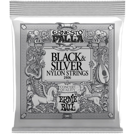 Ernie Ball 2406 Ernesto Palla Black & Silver Nylon Classical Guitar Strings - Medium Tension (28-42/EB2406)