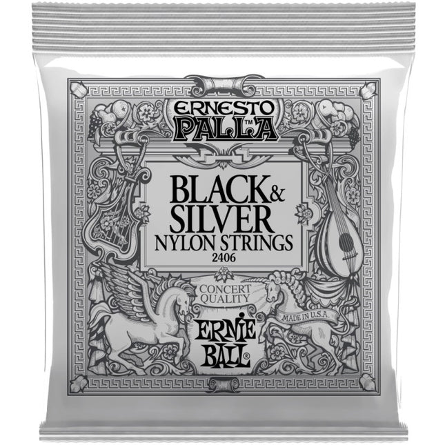 Ernie Ball 2406 Ernesto Palla Black & Silver Nylon Classical Guitar Strings - Medium Tension (28-42/EB2406)