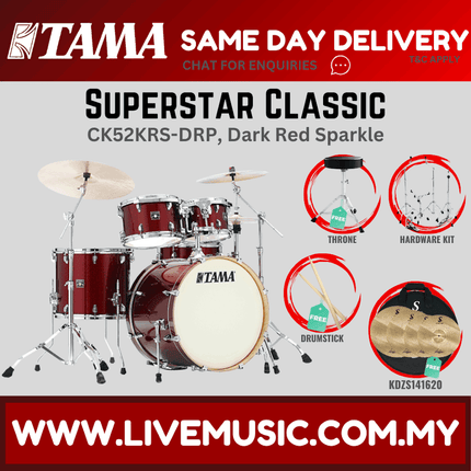 Tama Superstar Classic CK52KRS 5-Piece Drum Set With KDZS141620 Silent Cymbal Set - ( CK-52KRS )