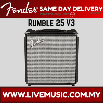 Fender Rumble 25 V3 25-watt 1x8 Guitar Bass Combo Amplifier - Black / Ivory