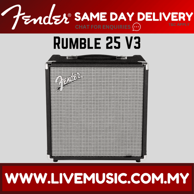 Fender Rumble 25 V3 25-watt 1x8 Guitar Bass Combo Amplifier - Black / Ivory
