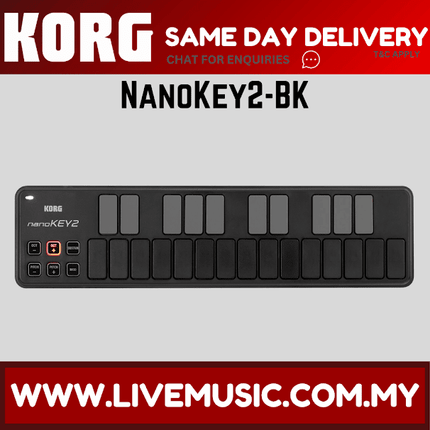 Korg nanoKEY2 - Midi Controller Slim Line USB Keyboard, Black (nano Key2/nanokey2)