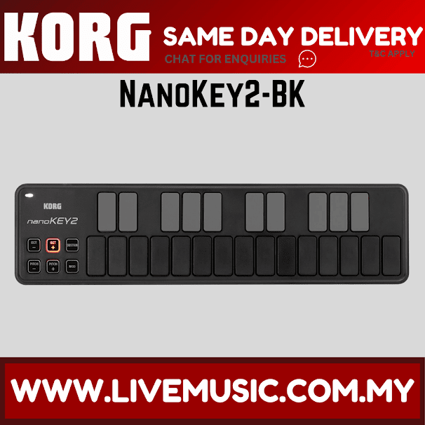 Korg nanoKEY2 - Midi Controller Slim Line USB Keyboard, Black (nano Key2/nanokey2)