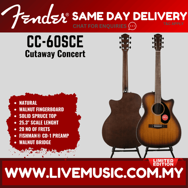 All-mahogany acoustic guitar with cutaway, satin aged cognac burst finish, two angles shown