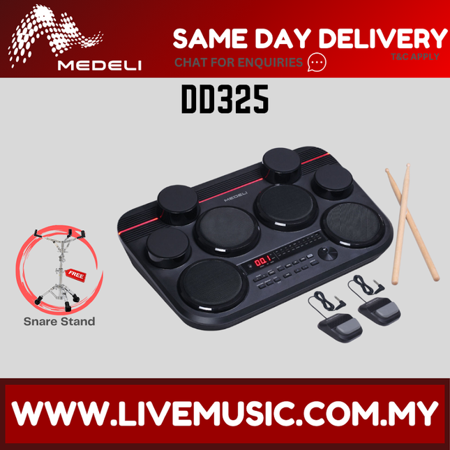 Medeli DD325 Portable Digital Drum w/Drumstick And Adapter ( DD 325 / DD-325 )