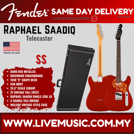 Fender Limited Raphael Saadiq Telecaster Electric Guitar, RW FB, Dark Metallic Red
