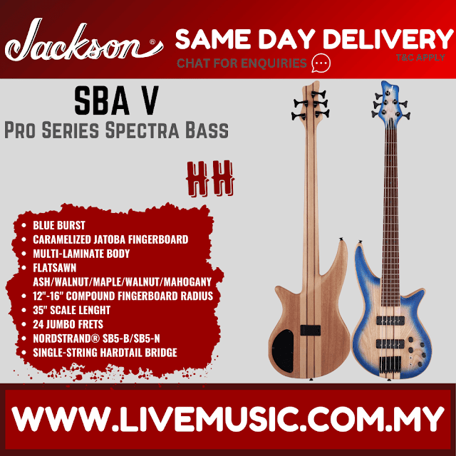Jackson Pro Series Spectra SBP V Bass Guitar, Caramelized Jatoba FB, Transparent Blue Burst
