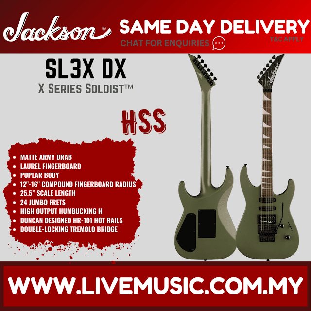 Jackson X Series Soloist SL3X DX Electric Guitar, Laurel FB, Matte Army Drab