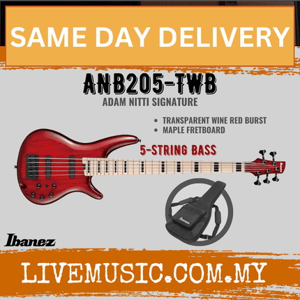 Ibanez ANB205-TWB Adam Nitti Signature Premium Bass Guitar - Transparent Wine Red Burst ( ANB205 TWB / ANB205TWB )