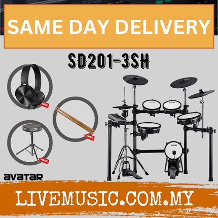 Avatar SD201-3SH 9-Piece Mesh Kit Electric Drum Set With Drum Throne, Headphone And Drumstick ( SD201 3SH / SD2013SH )