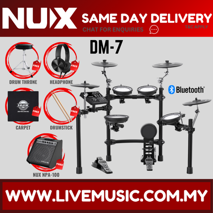 NUX DM-7 5-Piece Digital Electronic Drum Set with Mesh Head ( DM7 / DM 7 )