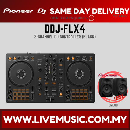 Pioneer DJ DDJ-FLX4 2-deck Rekordbox and Serato DJ Controller With Case - Black / White ( DDJ FLX4 / DDJFLX4 )