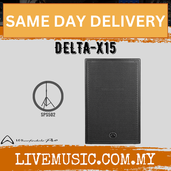 Wharfedale Pro DELTA-X15 passive loudspeaker, black cabinet with front grille