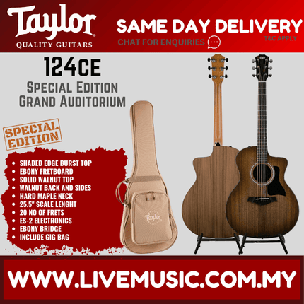 Taylor 124ce Special Edition Grand Auditorium Acoustic Guitar w/Bag, Shaded Edge Burst Top ( 124-ce / 124 ce )