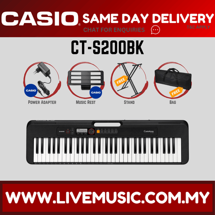 Casio CT-S200 61-Keys Casiotone Keyboard with Keyboard Stand, Damper pedal, Headphone And Bag - Black ( CTS200 / CT S200 )