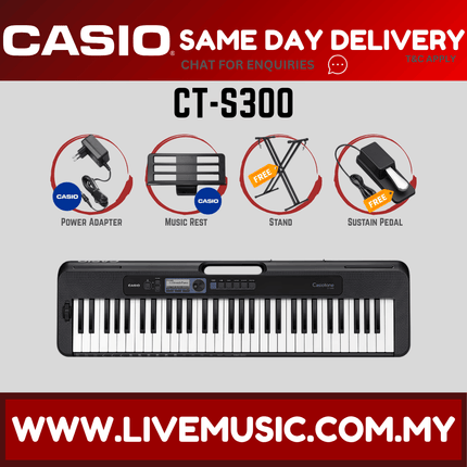 CASIO CT-S300 61-Keys Casiotone Keyboard with Keyboard Stand, Keyboard Bag and Pedal ( CTS300 / CT S300 )