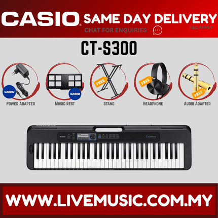 CASIO CT-S300 61-Keys Casiotone Keyboard with Keyboard Stand, Keyboard Bag and Pedal ( CTS300 / CT S300 )