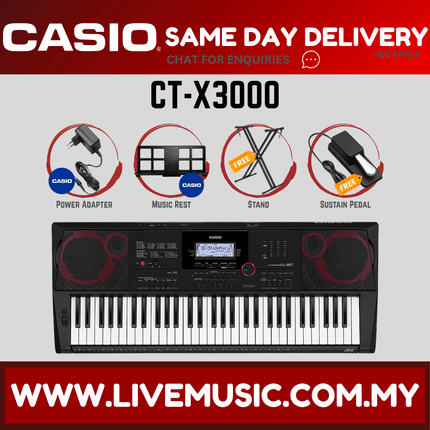 Casio CT-X3000 61-Keys Portable Keyboard with Stand, Bag & Headphone ( CTX3000 / CTX-3000 )