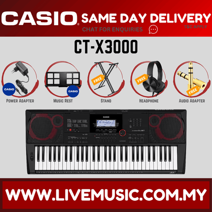 Casio CT-X3000 61-Keys Portable Keyboard with Stand, Bag & Headphone ( CTX3000 / CTX-3000 )