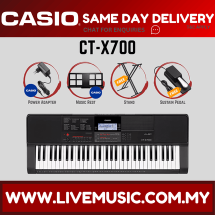 Casio CT-X700 61-Keys Keyboard with Keyboard Stand, Piano Bench & Headphone ( CTX700 / CTX-700 )