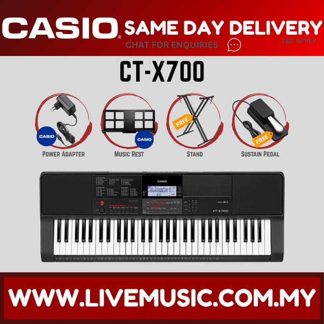 Casio CT-X700 61-Keys Keyboard with Keyboard Stand, Piano Bench & Headphone ( CTX700 / CTX-700 )