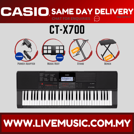 Casio CT-X700 61-Keys Keyboard with Keyboard Stand, Piano Bench & Headphone ( CTX700 / CTX-700 )