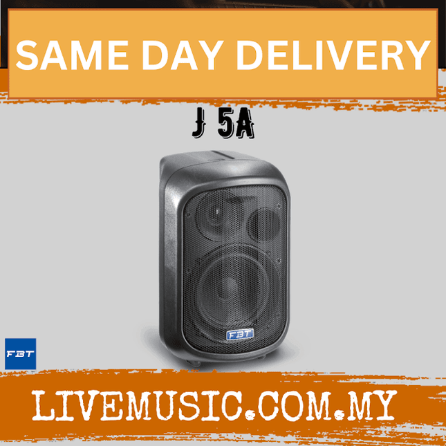 Black FBT J 5A active monitor speaker, front grille and control panel visible