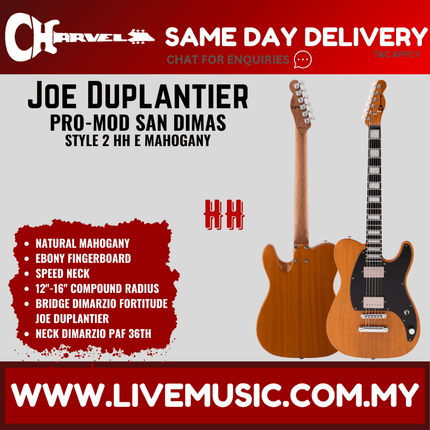 Charvel Pro Mod Joe Duplantier Signature San Dimas Style 2 HH Electric Guitar, Natural Mahogany