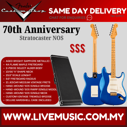 Fender Custom Shop Limited Edition 70th Anniversary Stratocaster NOS, Aged Bright Sapphire Metallic