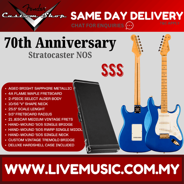 Fender Custom Shop Limited Edition 70th Anniversary Stratocaster NOS, Aged Bright Sapphire Metallic