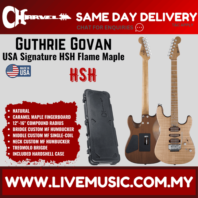 Charvel Guthrie Govan Signature HSH Flame Maple Electric Guitar, Caramelized Flame Maple FB, Natural