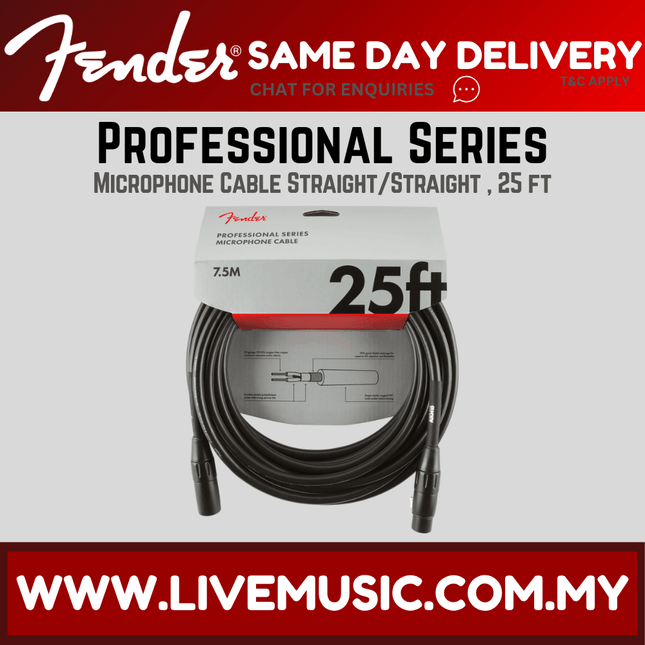 Fender Professional Series Microphone Cable, 25ft - Black