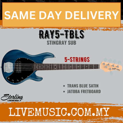 Sterling Ray5 Stingray 5-String Electric Bass Guitar Jatoba Fretboard - Trans Blue Satin (Ray-5/Ray 5)