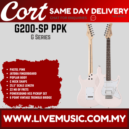Cort G200-SP PPK Special Production Electric Guitar Jatoba Fretboard with Gig Bag - Pastel Pink (G200 SP/G200SP)