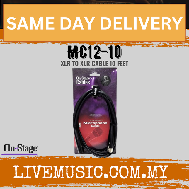 On Stage Mc12-10 10ft Microphone Cable ( Xlr to Xlr / Mc1210XLR / Mc12-10XLR )
