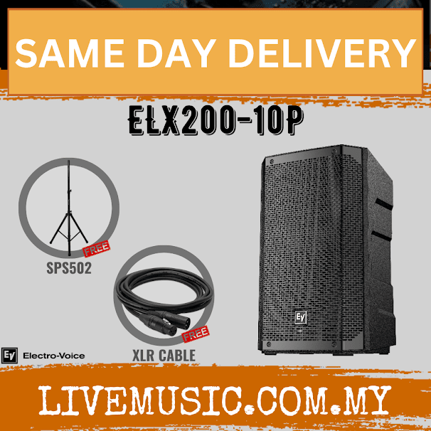 EV Electro-Voice ELX200-10P 1200W 10" Powered Speaker With Speaker Stand And Cable - Each ( ELX200 10P / ELX20010P )