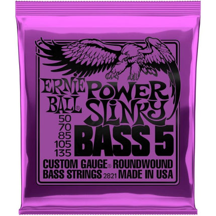 Ernie Ball 2821 Bass Guitar Strings Power Slinky 5-String Roundwound (50-135/EB2821)