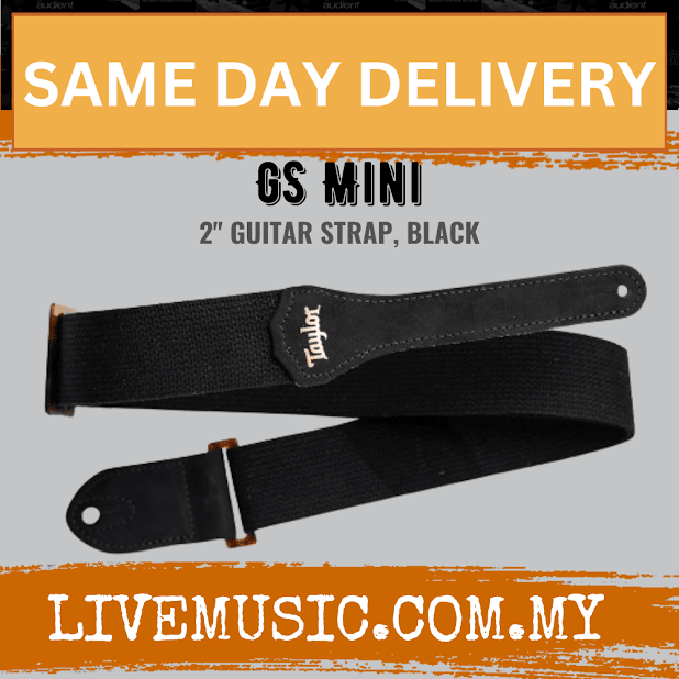 Taylor GS Mini Guitar Strap, Black Cotton, 2inch
